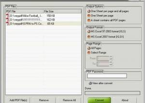 software - PDF to XLSX Converter 2.1 screenshot