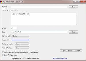 software - PDF Watermark Creator 2.0 screenshot