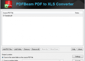 PDFBeam PDF to XLS Converter screenshot