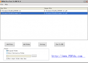 PDFdu Free Text To PDF Converter screenshot