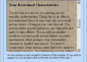 software - Personality tests package 1.0 screenshot