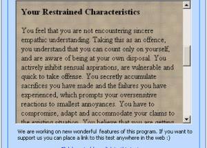 Personality type test screenshot