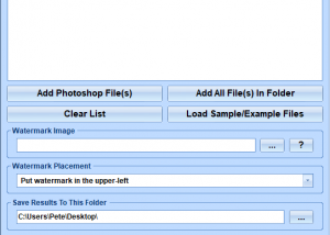 Photoshop Apply Watermark To Multiple PSD Files Software screenshot