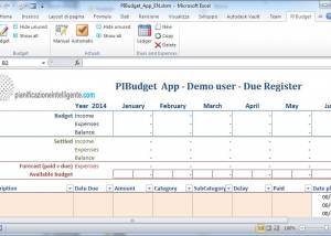 software - PIBudget App for Excel 1.0 screenshot