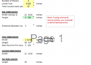 Plantation Shutter Cut Sheet screenshot