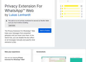 software - Privacy Extension For WhatsApp Web for Firefox 3.3.1 screenshot