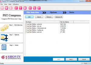 software - PST Compress and Compact 17.11 screenshot