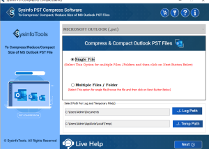 software - PST Compress and Compact 22.09 screenshot