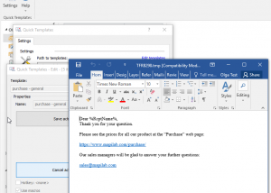 software - Quick Templates for Outlook 2.4 screenshot