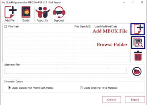 software - QuickMigrations for MBOX to PST 1.0 screenshot