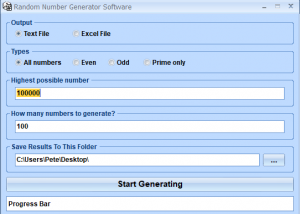 software - Random Number Generator Software 7.0 screenshot