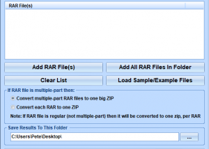 RAR To Zip Converter Software screenshot