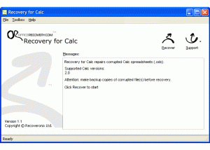 software - Recovery for Calc 1.1.0906 screenshot