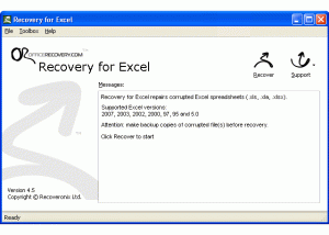 software - Recovery for Excel 6.0.19635 screenshot