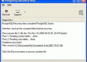 Recovery for PostgreSQL screenshot