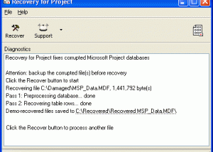 software - Recovery for Project 2.0.1013 screenshot