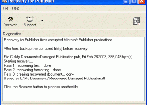 software - Recovery for Publisher 1.1.0845 screenshot