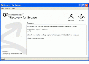 software - Recovery for Sybase 1.1.0937 screenshot