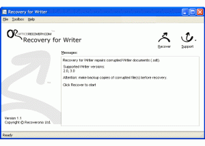 software - Recovery for Writer 1.1.0907 screenshot