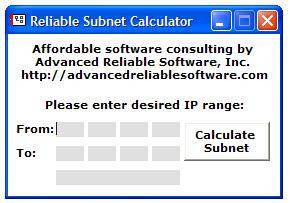 software - Reliable Subnet Calculator 1.1 screenshot