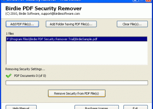 Remove Owner Security from Adobe PDF screenshot