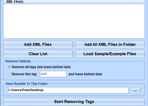 Remove Tags From Multiple XML Files Software screenshot