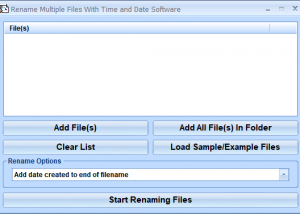 Rename Multiple Files With Time and Date Software screenshot