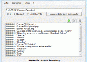 Ressource-Datenbank-Editor screenshot
