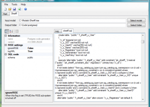 RISE PostgreSQL code generator screenshot