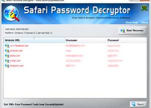 Safari Password Decryptor screenshot
