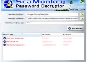 SeaMonkey Password Decryptor screenshot