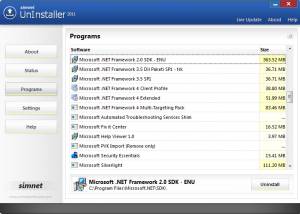 software - Simnet UnInstaller 2011 3.1.2.3 screenshot