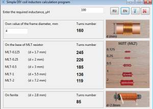Simple coil inductors calculator screenshot