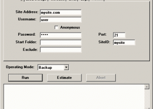 SiteShelter Online Backup for Web Sites screenshot