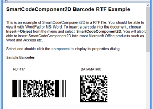 SmartCodeComponent2D Barcode screenshot