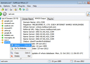 software - SoftFuse Whois 2.8 screenshot