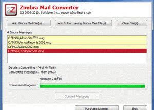 SoftSpire Zimbra Mail Converter screenshot