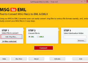 SoftTweak MSG to EML screenshot