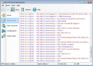 Solar FTP Server screenshot