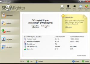 software - SPAMfighter Pro 7.6.159 screenshot