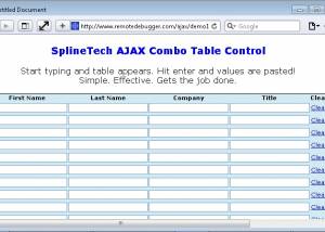 software - SplineTech AJAX Combo Table Control 1.1 screenshot