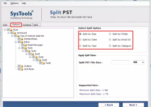software - Split PST File 7.0 screenshot