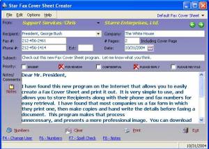 software - Star Fax Cover Sheet Creator 3.00 screenshot