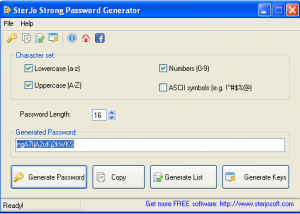 software - SterJo Strong Password Generator 1.0 screenshot