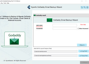 software - SysInfo Godaddy Email Backup 22.03 screenshot