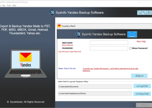 software - SysInfo Yandex Backup Software 22.3 screenshot