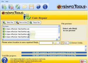 SysInfoTools Calc Repair screenshot