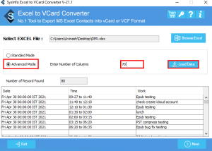 Sysinfo Excel to vCard Converter screenshot