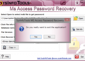 software - SysInfoTools MDB Password Recovery 1.0 screenshot