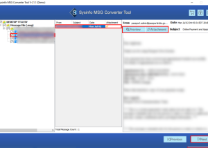 Sysinfo MSG to PST Converter screenshot